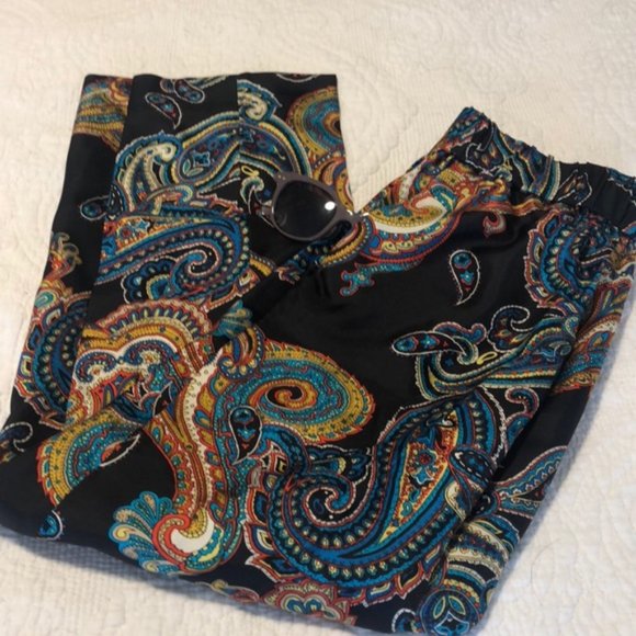 JCrew Black Paisley Petite Pull-on Pant - Picture 5 of 6